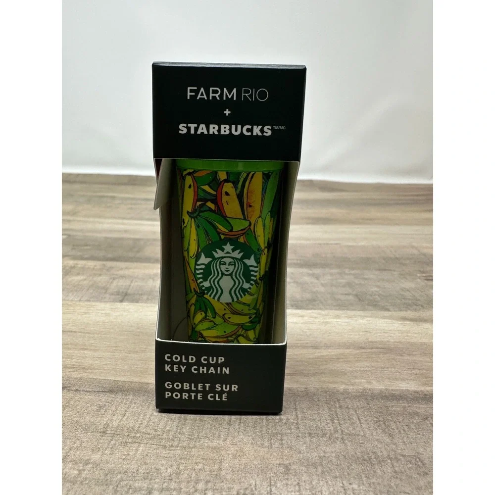 2025 STARBUCKS TROPICAL YELLOW/GREEN‎ BRAZIL FARM RIO COLD CUP KEYCHAIN